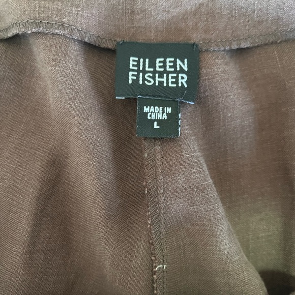 Eileen Fisher 100% cropped linen side zipper pants L, Brown, great condition! - Picture 4 of 6